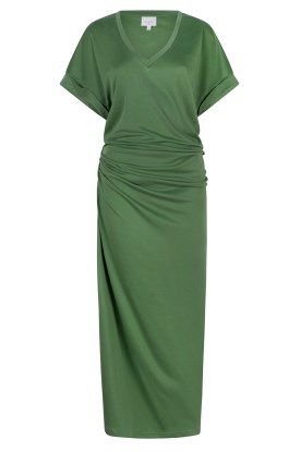 Satin dress Zena | green | Greek Archaic Kori | Little Soho
